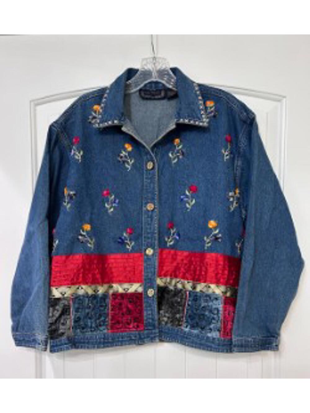 🌼 Artsy Grandmacore Tapestry Denim Jacket Life Style S (fits S/M)
